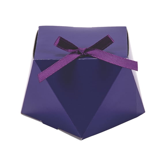 Purple Geometric Favor Box W/Bow - Party Supplies - 12 Pieces