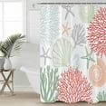 thumbnail image 5 of Red Coral Shower Curtain, 48" x 72", Sage Green Starfish Ocean Coastal Seashell Waterproof Bathroom Curtain Washable Shower Curtain Set with 12 Hooks, 5 of 6