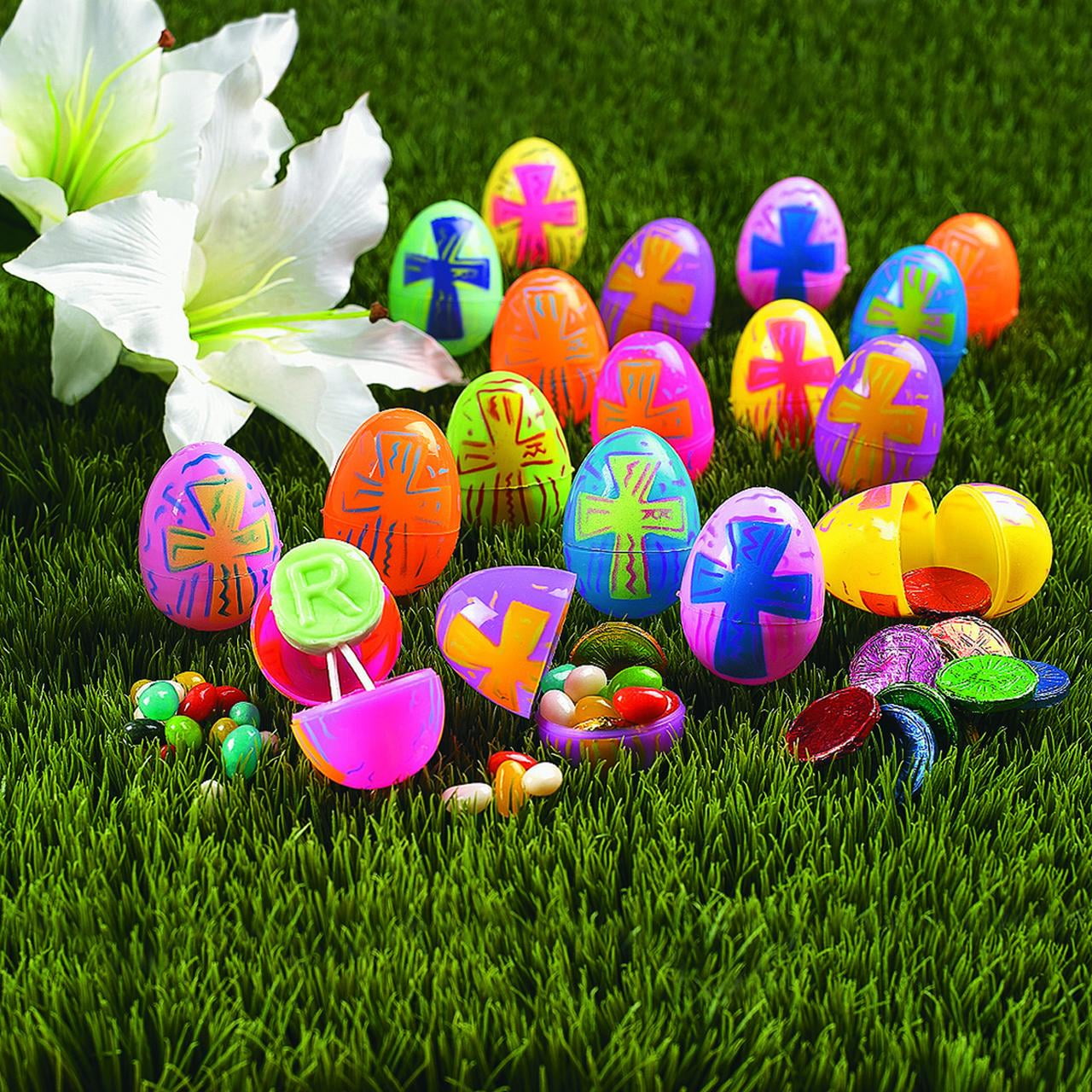 Fun Express Candy-Filled Religious Eggs, 24Pack, Bright Colors
