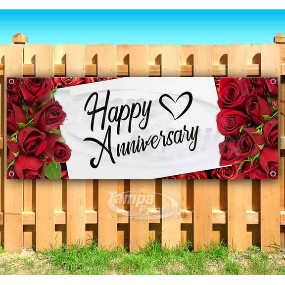Happy Anniversary 13 oz Vinyl Banner With Metal Grommets