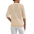 thumbnail image 2 of Fashnice Chandail Femme Manches Courtes Tricoté Tunique Décontractée Vacances Abricot P, 2 of 4