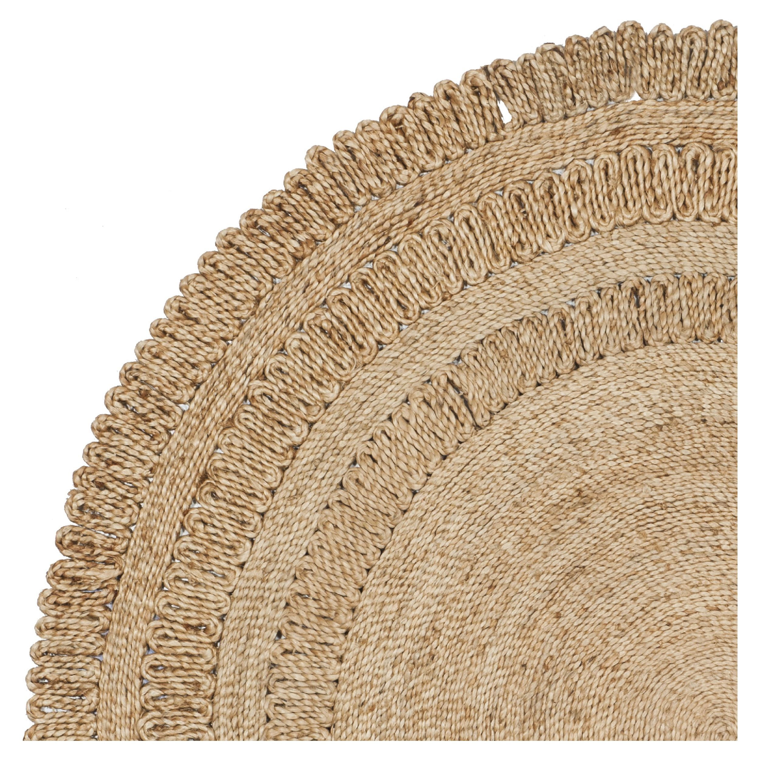 SAFAVIEH Natural Fiber Rodina Geometric Braided Jute Area Rug, Natural, 3' x 3' Round
