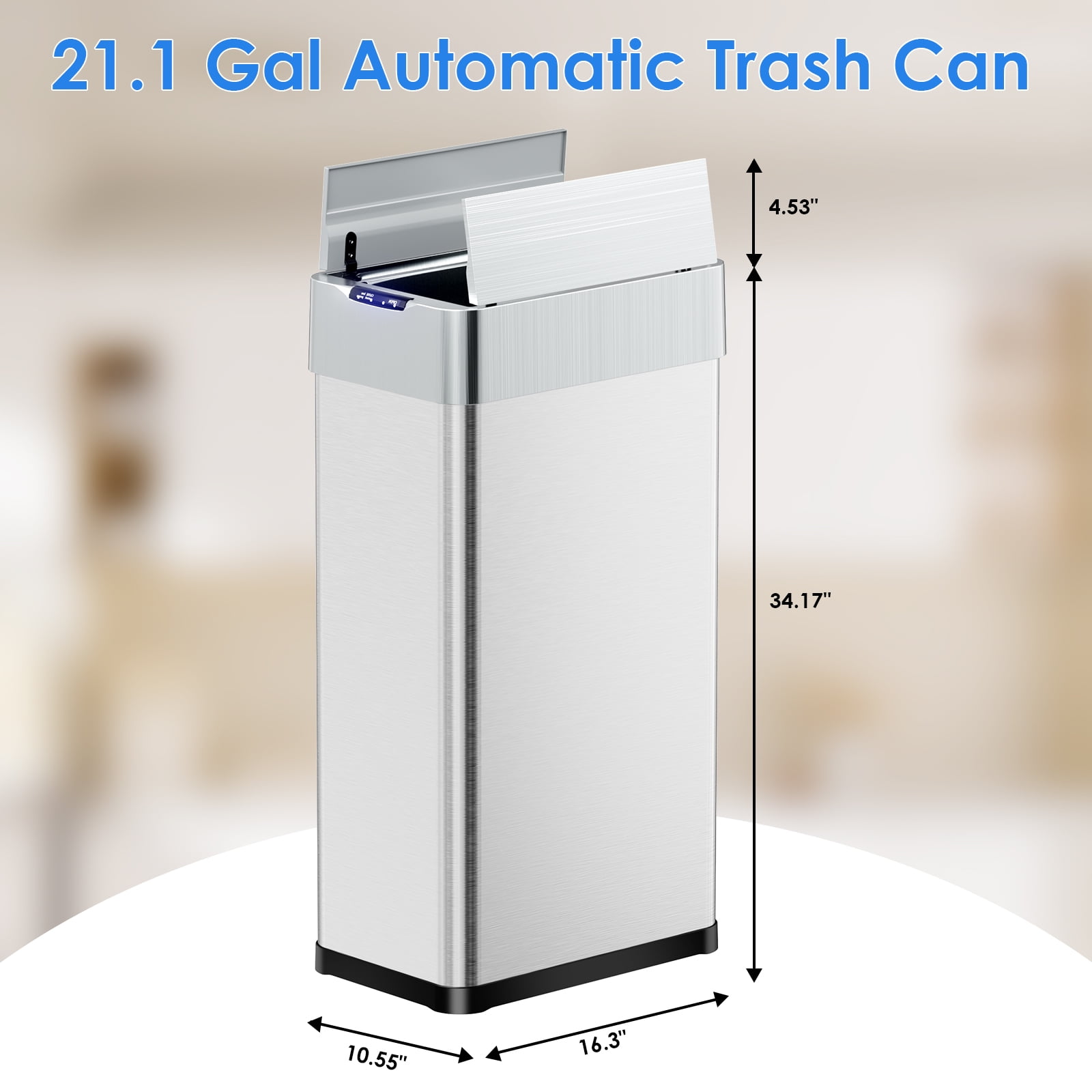 Arlopu 21.1Gal Motion Sensor Trash Can Automatic Garbage Can with Stay-Open, Soft-Close Lid, Stainless Steel