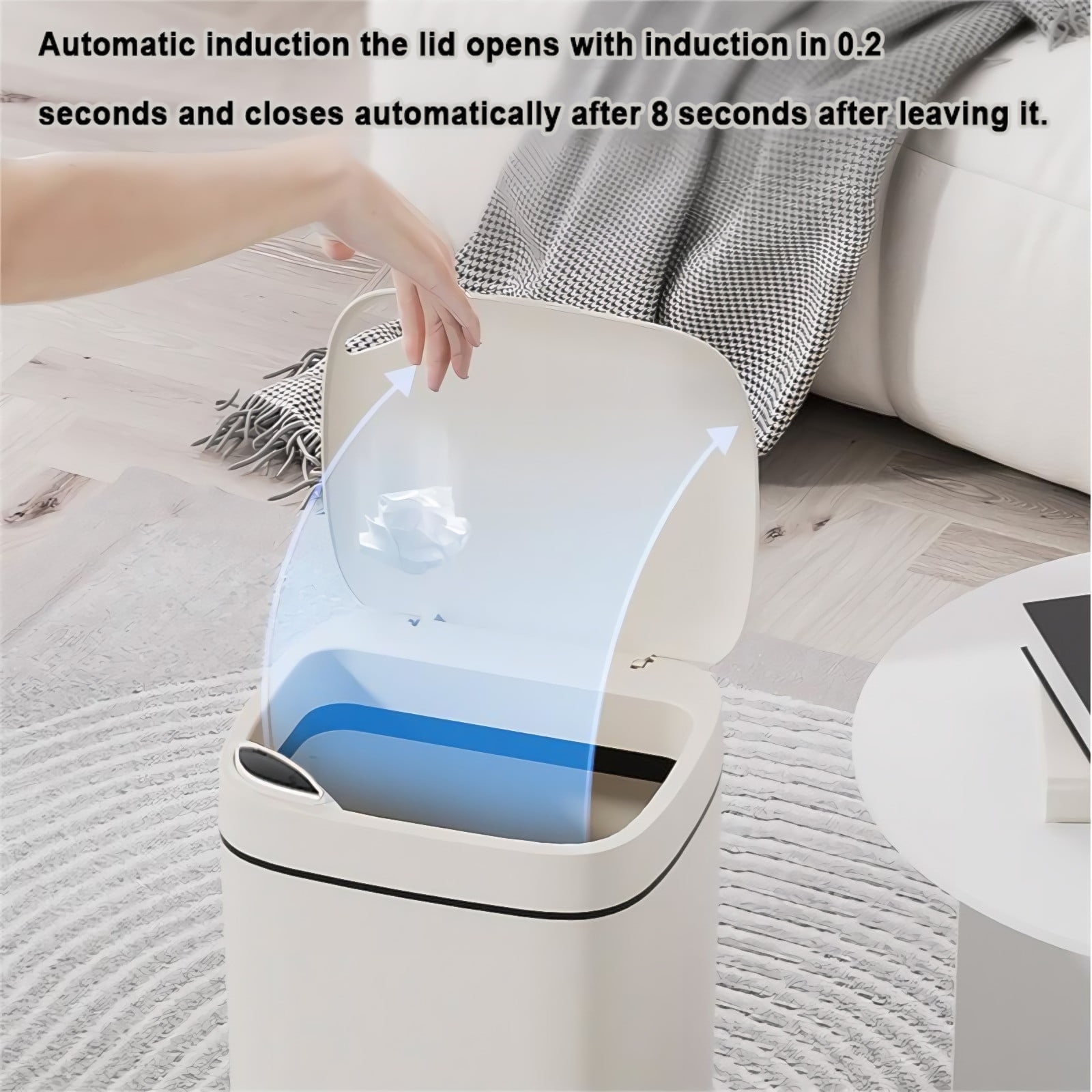 Touchless Bathroom Trash Can 6 Gallon,Automatic Motion Sensor Garbage Bin Waterproof Narrow Small Rubbish Container Silent Lid Opening,Space-Saving Odor Control for Bathroom Kitchen Office-28x23x20cm