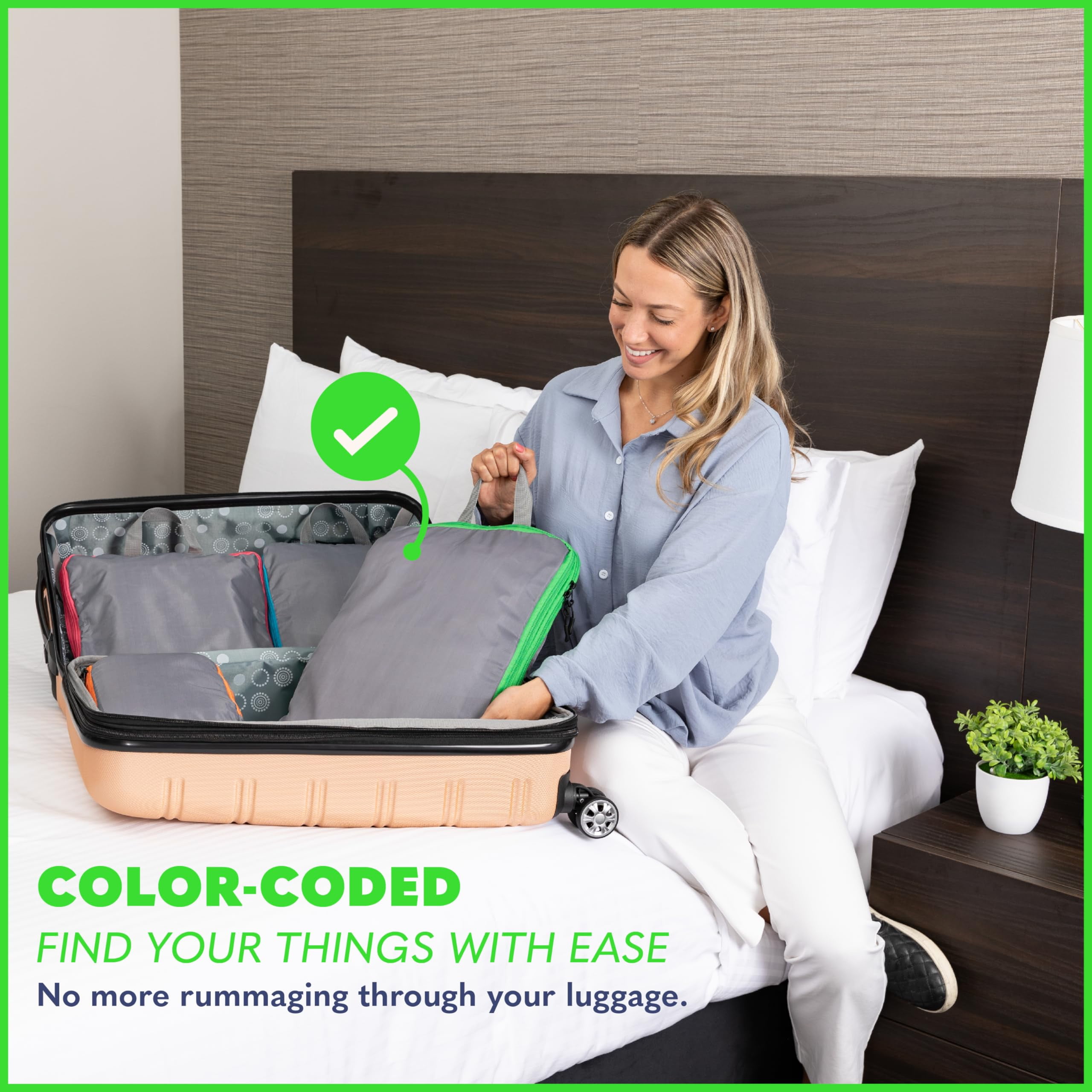BLISSFORD Compression Packing Cubes for Travel Packing Cubes for Organizing Suitcases and Luggage