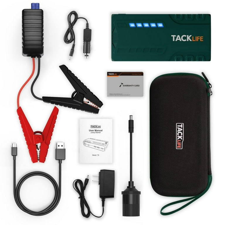 TACKLIFE 800A Peak 18000mAh Car Jump Starter (up to 7.0L Gas, 5.5L Diesel  Engine) with Long Standby, Quick Charge, 12V Auto Battery Booster