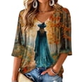 thumbnail image 3 of 3/4 Sleeve Fall T-Shirt for Women Halloween Pumpkin Costume Ghost Fall Tees Top Halloween Pumpkin T-Shirts, 3 of 6