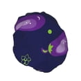 thumbnail image 2 of Kdxio Eggplant Print Shower Cap for Women,Elastic and Reusable,Double Waterproof Layers Bathing Hat, 2 of 9