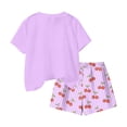 thumbnail image 5 of CYRBOKO Kids Girls Outfit Sets for Girls, Gift Elastic Waist Casual Summer T-shirts and Shorts Two-Piece Sets Purple Size 7-8 T, 5 of 5