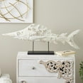 thumbnail image 2 of 44" x 16" Cream Polystone Textured Fish Sculpture with Brown Distressing and Black Metal Stand, by DecMode, 2 of 10