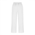 thumbnail image 5 of QATAINLAV Linen Pants for Women High Waisted Wide Leg Beach Pants Casual Pull On Drawstring Elastic Waist Lounge Trousers with Pockets White XXL Back to School Sales, 5 of 9