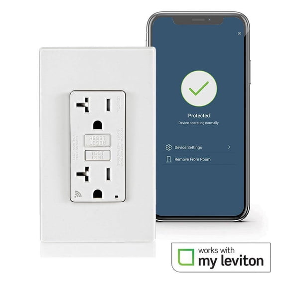 Leviton 20 Amp SmartlockPro Wi-Fi Certified Smart GFCI Outlet White D2GF2-KW