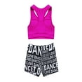 thumbnail image 4 of YONGHS Kids Girls Gymnastics Sports Outfits Racer Back Crop Top Booty Shorts Set A Rose&Black 3-4, 4 of 7