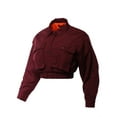 thumbnail image 2 of A2Y Women's Cropped Front Two Pocket Snap Quilted Padding Bomber Jacket Burgundy S, 2 of 3
