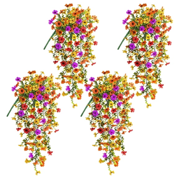 VVYXX 4 Pcs Artificial Hanging Flowers Outdoor Summer Fall Decor UV Resistant Fake Flower Plant Outside Garden Porch Patio Wedding Decor,Multicolor