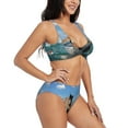 thumbnail image 2 of Wukai Two Brave Cats Are Floating On The Sea Iceberg Women's Bikini Set Two Piece,wimsuit High Waisted V Neck Twist Front Adjustable Spaghetti Straps Bathing Suit-X-Large, 2 of 7
