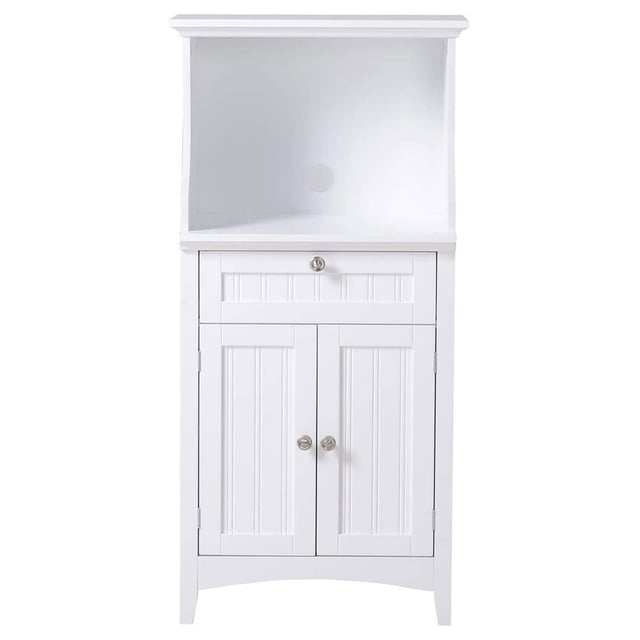 American Furniture Classics Microwave Kitchen Utility Cart Cabinet, White