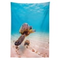 thumbnail image 3 of Ambesonne Hawaiian Tablecloth Rectangular Table Cover, Sea Turtle Underwater, 52"x70", Aqua Cinnamon Brown, 3 of 4