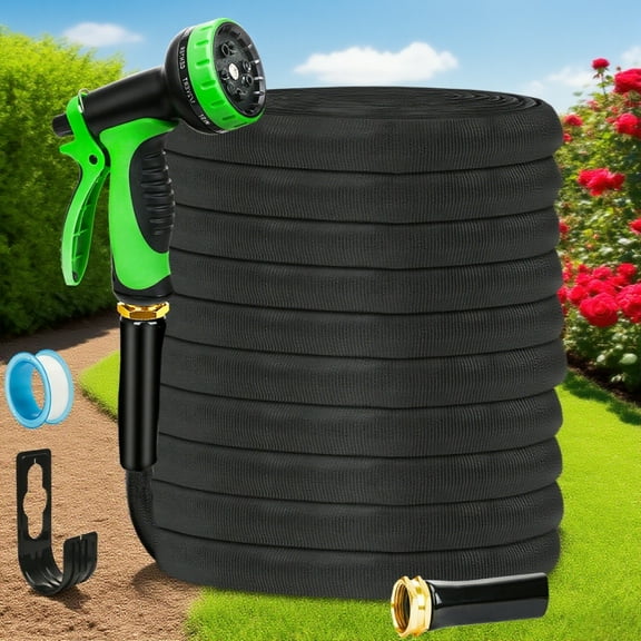 Sminiker Garden Hose Non-Expanding 50ft, Flexible Garden Hose with 10 Function Hose Nozzle, Lightweight, Kink Free and Water Hose for Outdoor,Yard, Lawn, Car Wash, Marine,and Camper