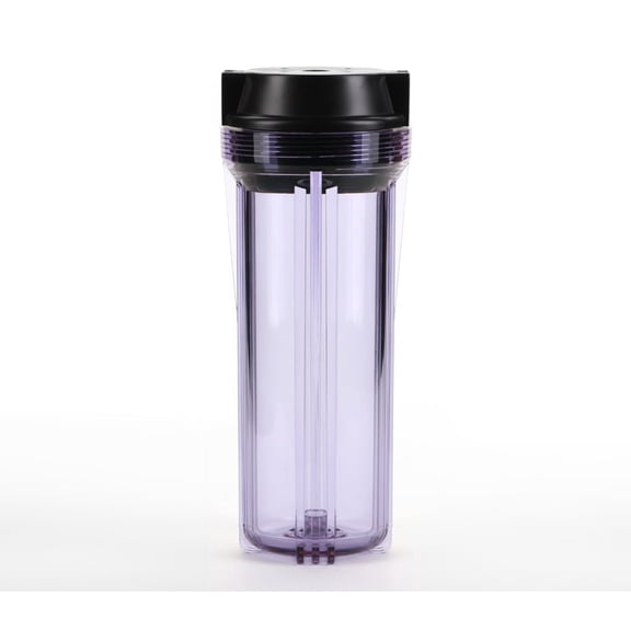 Hydronix HF2-10CLBK12, 10" Clear Housing with Black Flat Cap For RO & Filtration Systems, 1/2" Ports