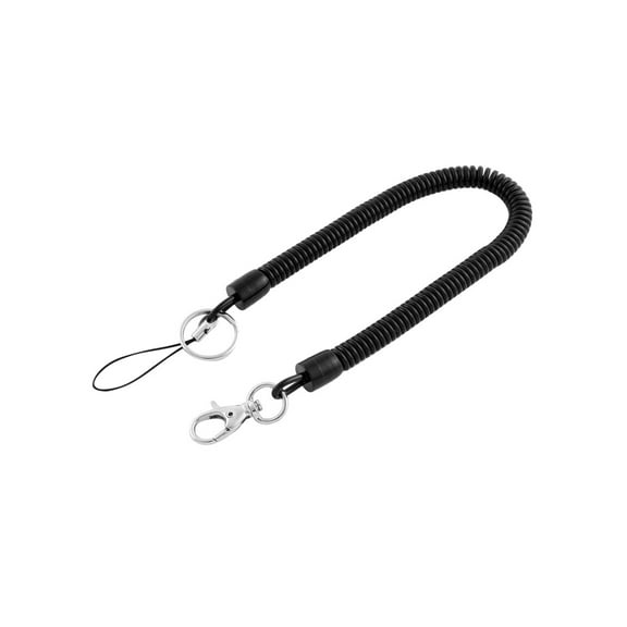 REGALWOVEN Flexible Lobster Clasp Stretch Coiled Cord Keychain Key Holder 38cm Long Black