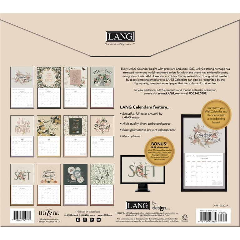 Lang Companies, Be Gentle With Yourself 2024 Wall Calendar - Walmart.com