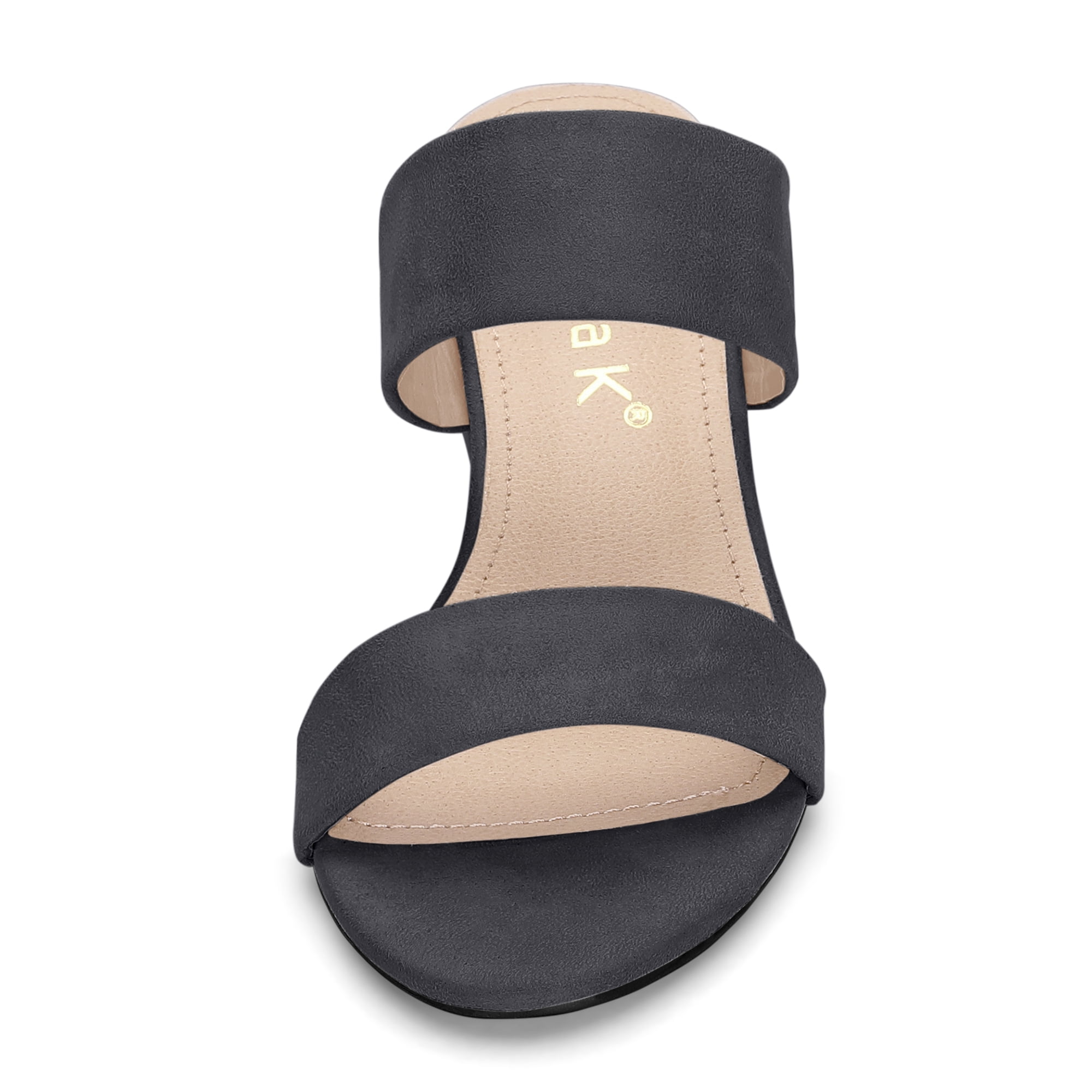 DARING DIVA Stylish Women's Block Heel Dual Straps Slide Sandals 7.5 Grey