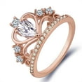 thumbnail image 3 of Zircon And Diamond Rose Gold Ring For Women Crown Setting Elegant Jewelry Timeless Sparkle For Everyday Ladies, 3 of 4