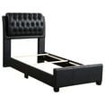 thumbnail image 4 of JERFIT Modern Twin Size Bed Frame, Upholstered Platform Bed with PU Leather Headboard, Black, 4 of 6