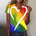 thumbnail image 4 of Busydd Womens Tops Summer V Neck Short Sleeve T-Shirts Tie Dye LGBT Pride Shirts Casual Loose Button Equality Blouses Fashion Funny Graphic Tee Tops Plus Size Tops for Women S-5XL, 4 of 5