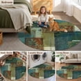 thumbnail image 5 of Teal Green Boho Round Area Rug 5Ft Washable Circle Rugs for Living Room Bedroom, Color Block Geometric Modern Non-Slip Carpet Floor Mats Indoor Outdoor Carpet Runner Aesthetic Home Decor, 5 of 8