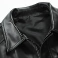 thumbnail image 5 of JURANMO Mens Genuine Leather Motorcycle Jacket,Men's 2024 Trendy Faux Leather Coat Work Clothes Casual Long Sleeve Lapel Collar Pockets Full Zipper Fitted Jacket Suit Coats, 5 of 6