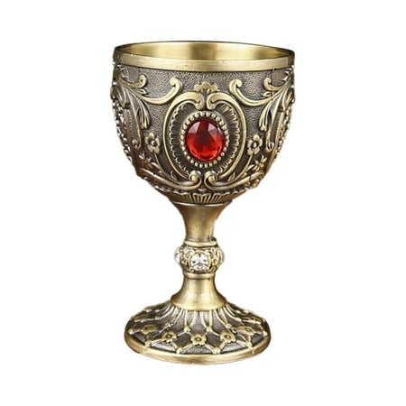 

OUEYXIO Tableware Vintage Medieval Goblet Drinking Glass Party Supplies Handmade Novelty Engraving Metal Wine Cup Desktop Decoration (E) Clearance sale!
