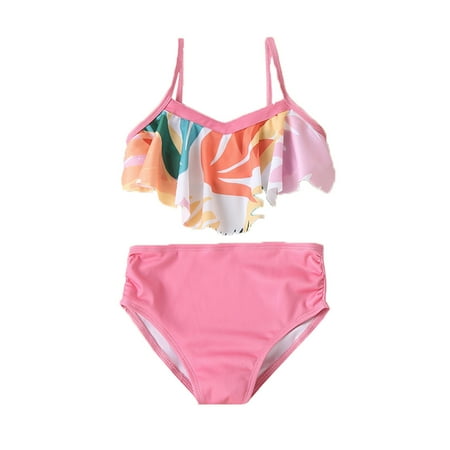 

adviicd Juniors Swimsuits For Teen Girls Little Girls Summer Two Piece Boyshort Fashion Tankini Swimsuit Pink 7 Years