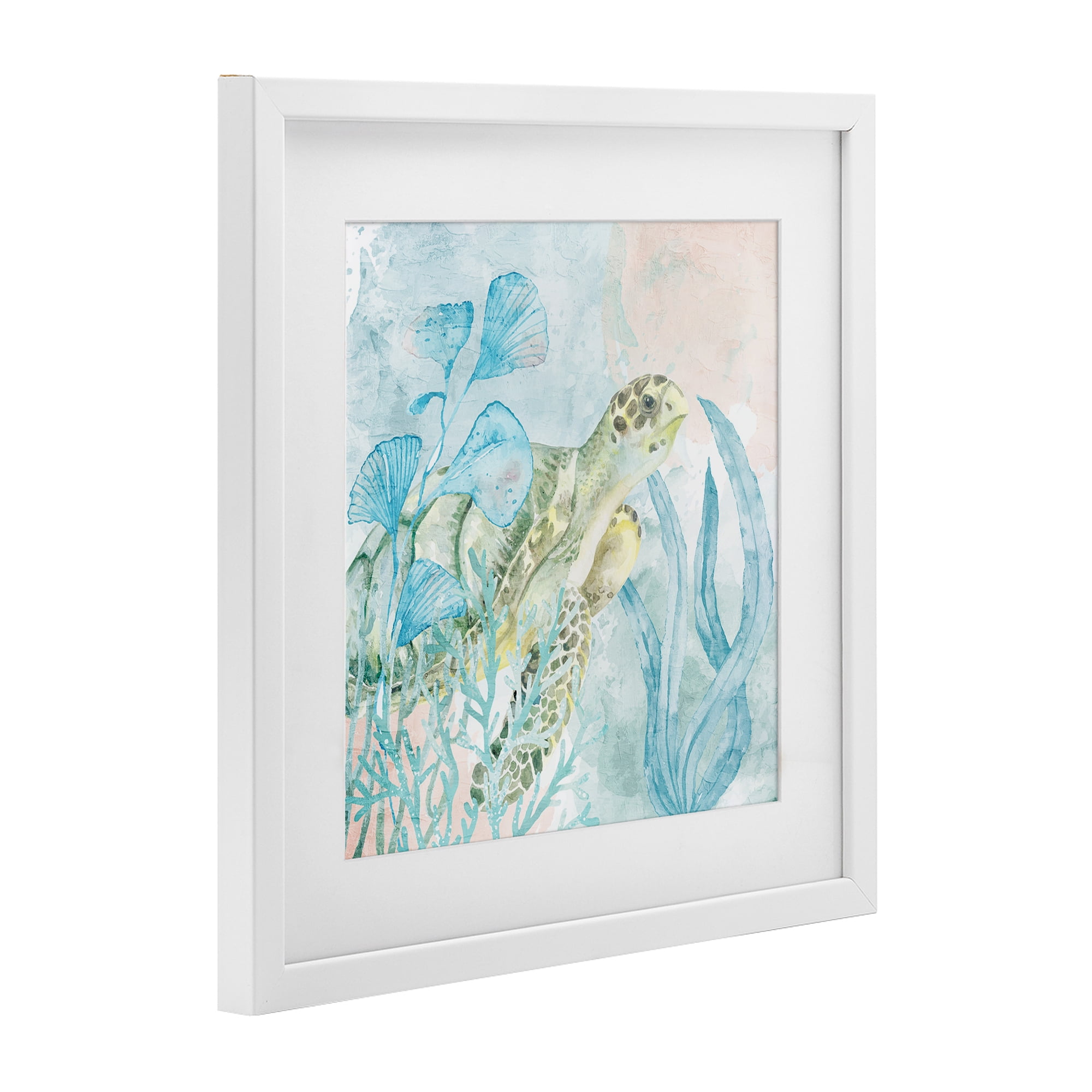 Stupell Industries Sea Swim Turtle White Framed Print Under Glass, design by Kim Allen
