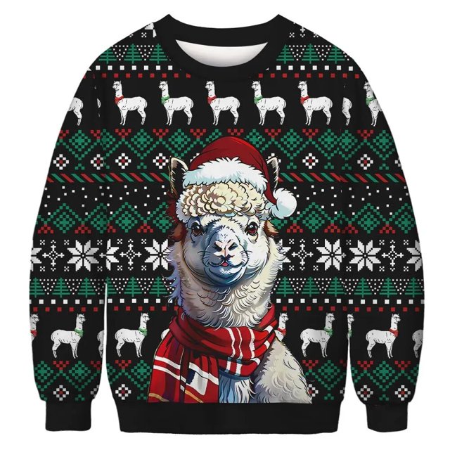 Divertidas sudaderas con capucha navideñas Harajuku para hombre, sudaderas de estilo Hip Hop a la moda para parejas, camisetas informales de otoño con cuello redondo, camisetas de gran tamaño para muj