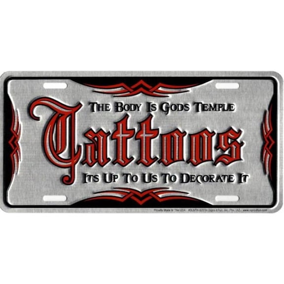 Tattoos Decorate It Metal License Plate