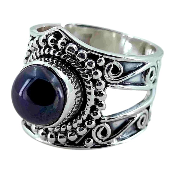 Navya Craft Freshwater Black Pearl Sterling Silver Statement Handmade Women Ring Size 6.5
