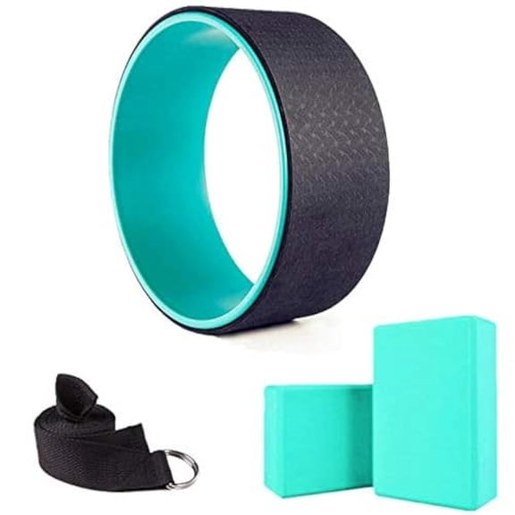 Yoga Fitness Wheel & 2 pcs Blocks & 1 pcs Yoga Strap Combo Value Pack-Black