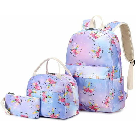 School Backpack Girls Bookbags Set with Lunch Box and Pencil Case for ...