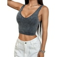 thumbnail image 2 of Women'S Sleeveless Crop Tops Ribbed Square Neck Cropped Tank Top Black L, 2 of 7