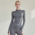 thumbnail image 4 of Ropa de yoga para mujer, camiseta ajustada de manga larga para fitness, para correr por la mañana, chaqueta deportiva profesional absorbente del sudor de secado rápido, 4 of 5