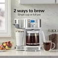 thumbnail image 3 of 2-Way Programmable Coffee Maker, 12 Cup Glass Carafe And Single Serve Coffee Maker, White with Stainless Steel Accents, 49933, 3 of 8