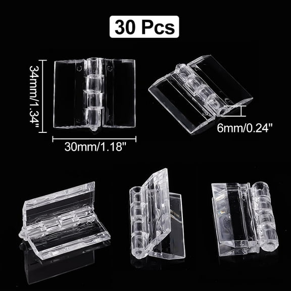 30pcs Transparent Acrylic Hinges 1.34x0.7 Inch Continuous Hinge Folding Hinge Tools