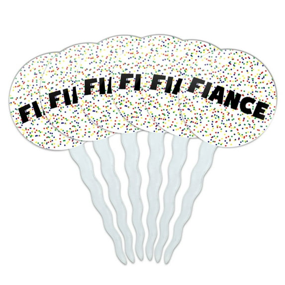 Fiance Cupcake Picks Toppers - Set of 6 - Mutlicolored Speckles
