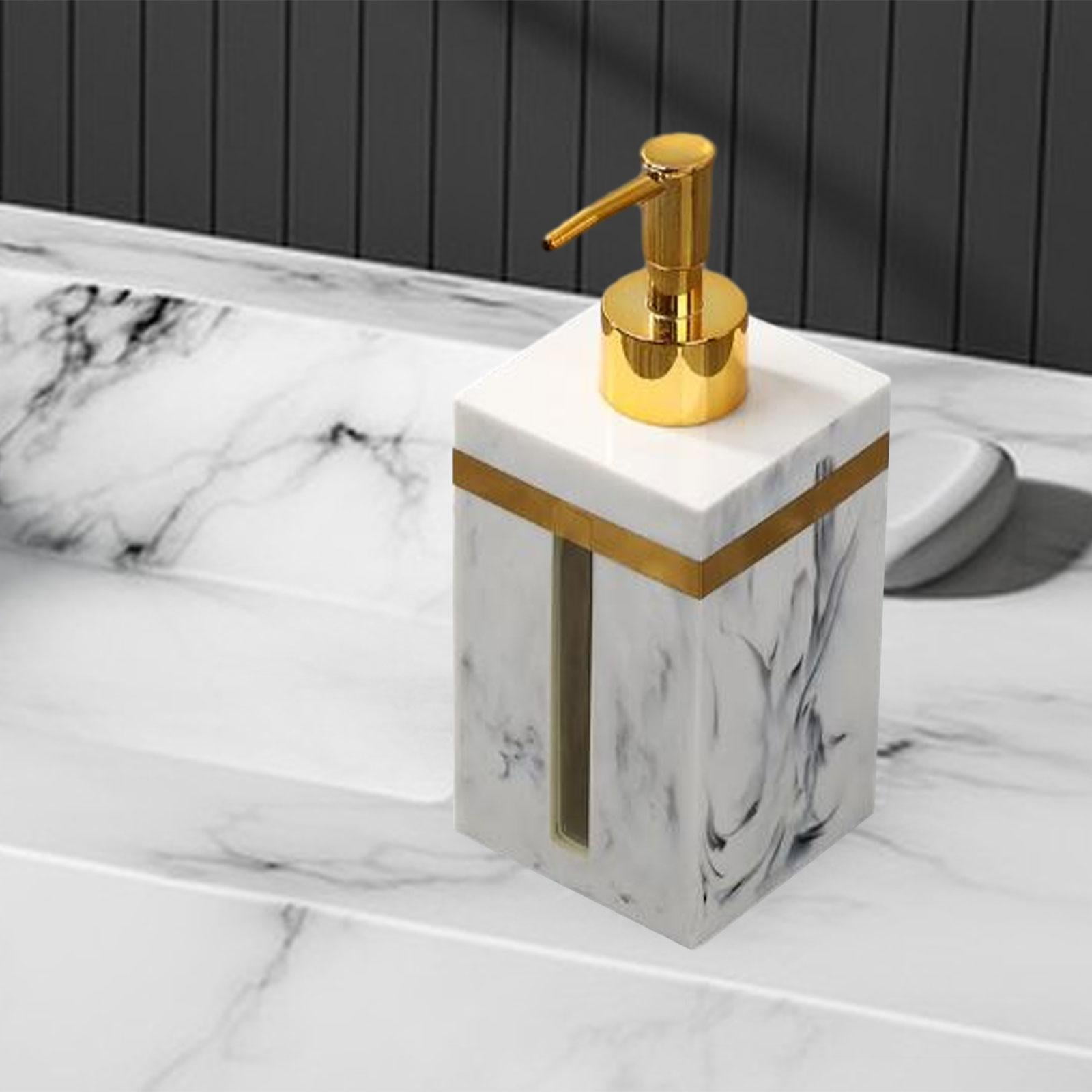 Tongina Marble Texture Soap Dispenser Lotion Dispenser Bottle Durable Stylish Leakproof Pump Soap Container for Kitchen Countertop 500ml White