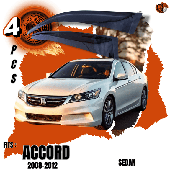 Fits 2008-2012 Honda Accord | Out-Channel Window Visor Sun Rain Guard Vent | Tinted Smoke Black