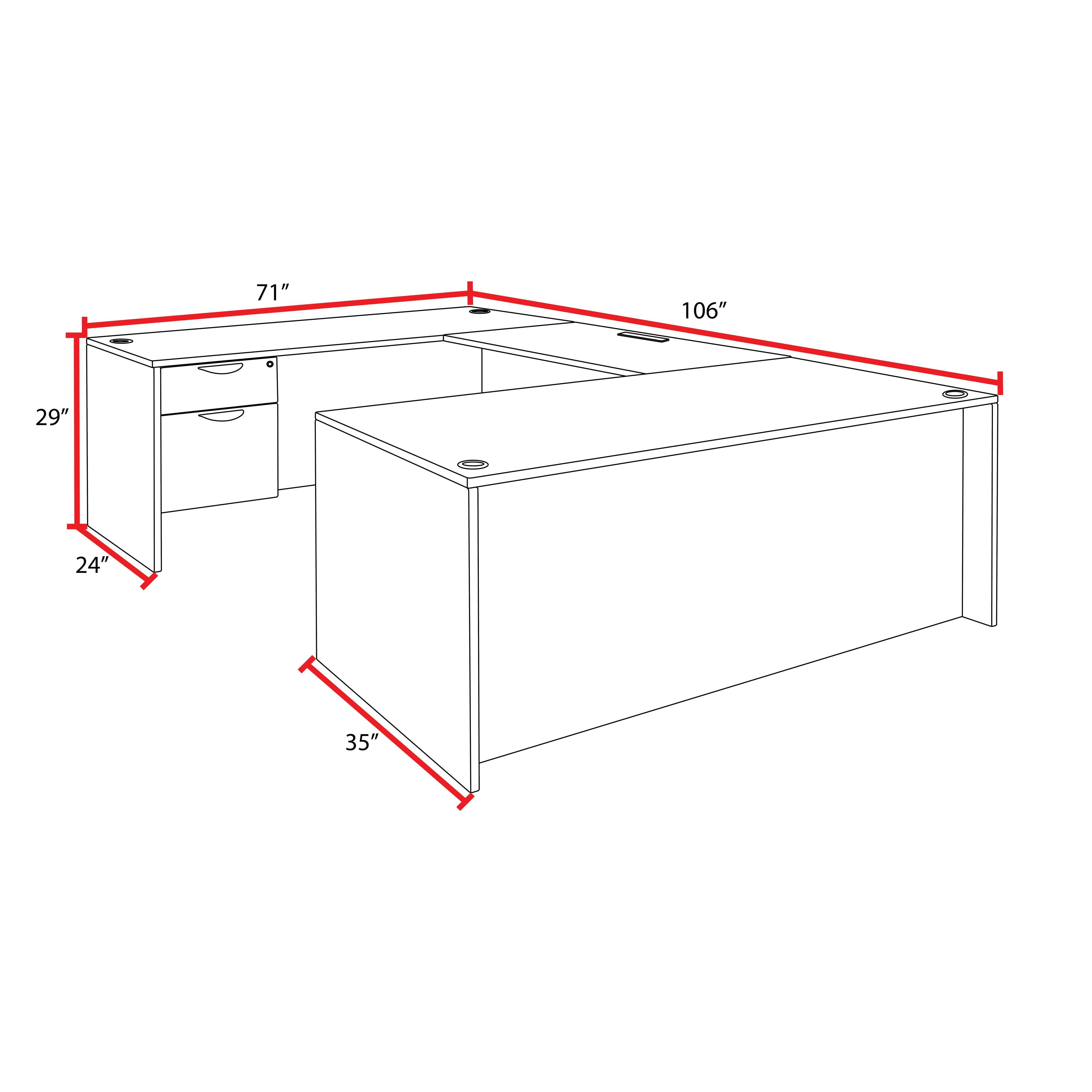 Regency Legacy 71 x 35 in. U Desk with Single Pedestal Drawer Unit- Cherry