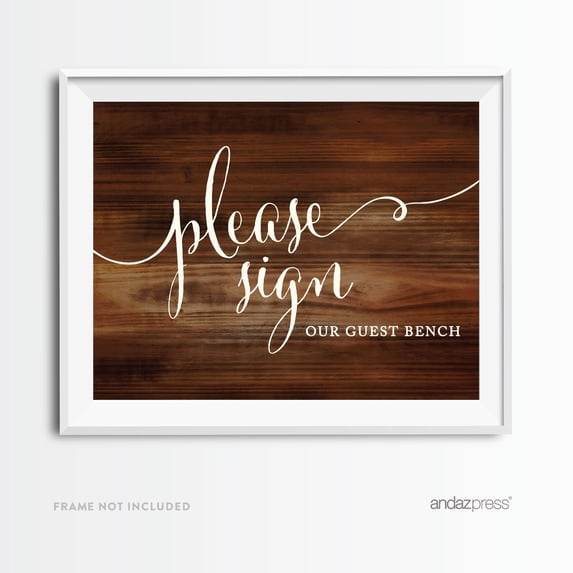 Sign Our Guest Bench Rustic Wood Wedding Party Signs
