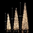 thumbnail image 6 of Northlight LED Lighted Glittered Outdoor Cone Tree Christmas Decorations - 39.5" - White - Set of 3, 6 of 10